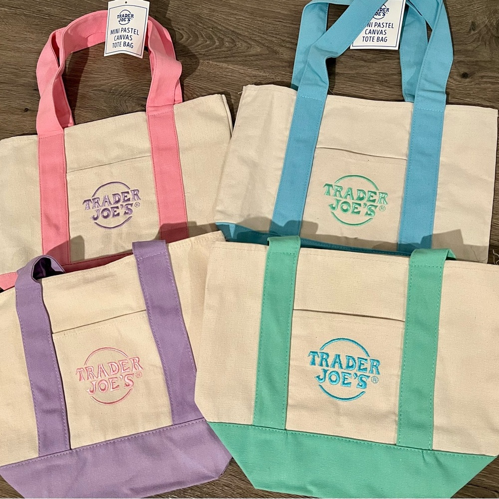 Canvas Tote Bag - Pastel Pink, Blue, Lavender, Mint